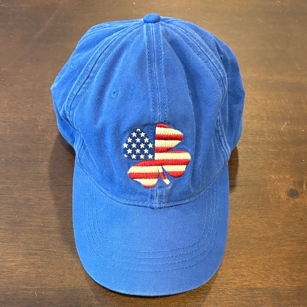 Lucky Brand Shamrock American Flag Blue Adjustable Baseball Hat